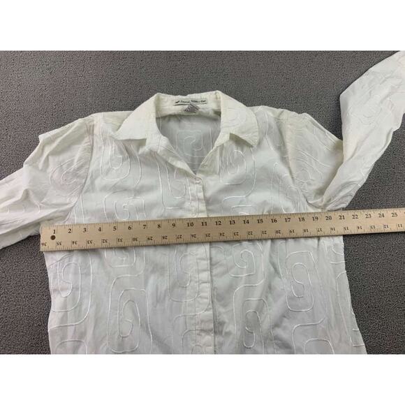 Vintage David Brooks Button Down Shirt Women L White Long Sleeve Embroidery - Picture 6 of 8